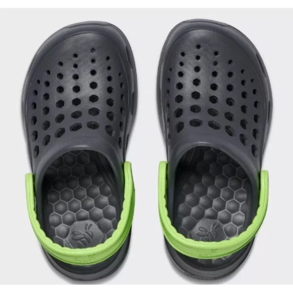 Joybees Toddler Harper Slip-On Clogs Charcoal Gray/Lime - Kids Toddler Size 8 9